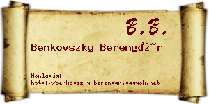 Benkovszky Berengár névjegykártya